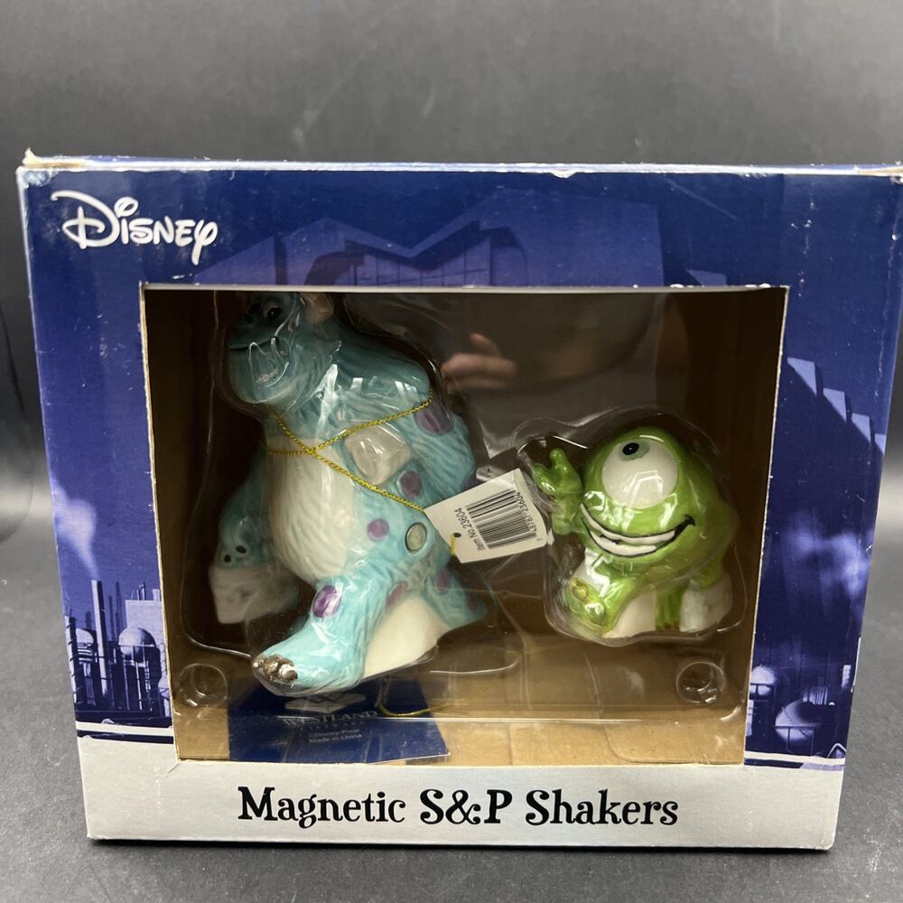 NEW Disney Westland Monsters Inc Mike Sulley Boo Magnetic Salt & Pepper Shakers